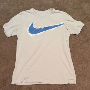 Nike White Tee with Blue Swoosh